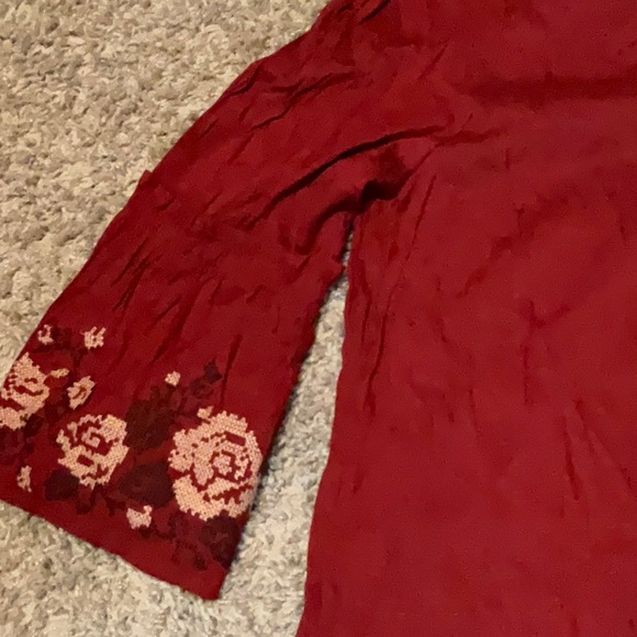 Blue Rain Red Embroidered Blouse (Large) - Picture 4 of 5
